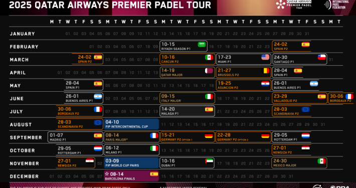 Premier Padel presenta el calendario del Qatar Airways Premier Padel Tour 2025